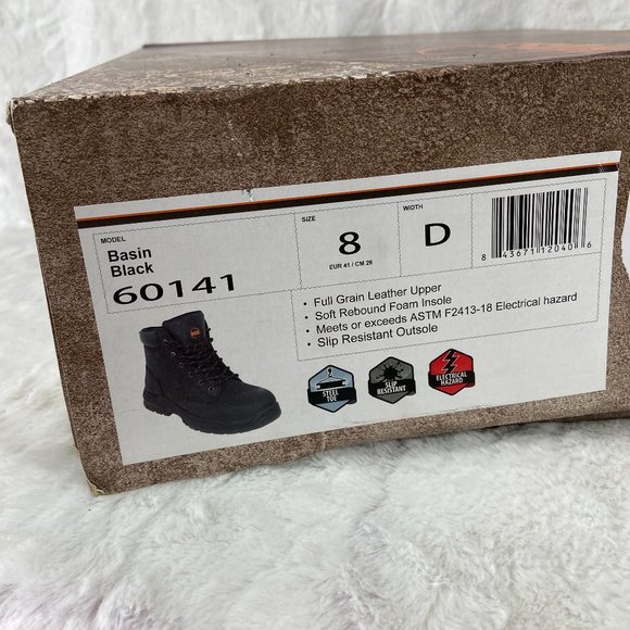 Hoss Men's 60141 Basin Black Wide Steel Toe Work Boot SZ 8 D new in Box - Picture 3 of 15